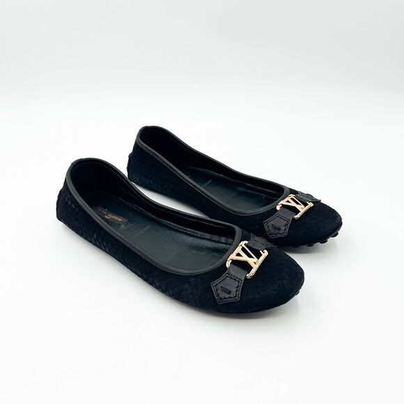 Louis Vuitton Black Leather Monogram Flats LV Size 39, 9 - Picture 2 of 13